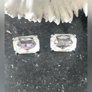 Vintage Crystal emerald cut statement earrings